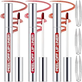 3 Colors Peel Off Lip Liner Stain with Tweezer K, Long Lasting Waterproof Lip Tint Stains Makeup Set with Matte Finish for Women, Natural Look, Easy to Use, for All Skin Types (#3,6,7)