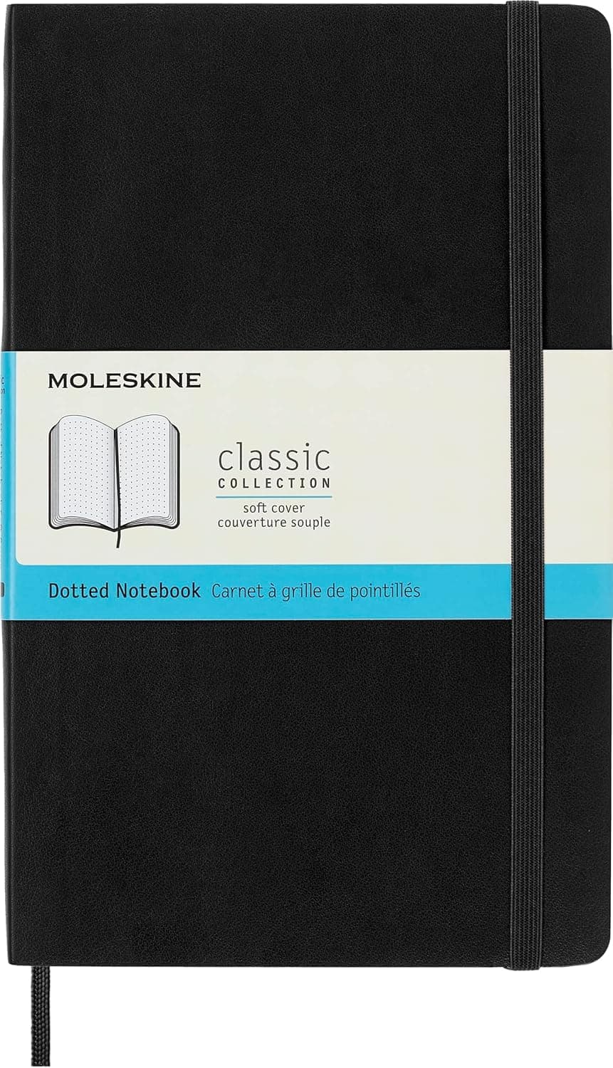 Moleskine Classic Notebook, Soft Cover, Large (13 cm X 21 cm) Dotted, Black, 192 Pages