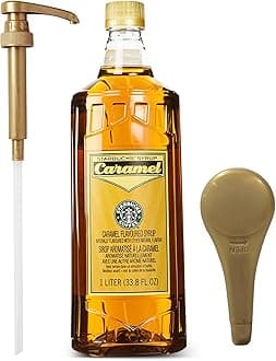 Starbucks Syrup Caramel 33 OZ Bottle For Coffee And Tea with Gold Coffee Syrup Pump