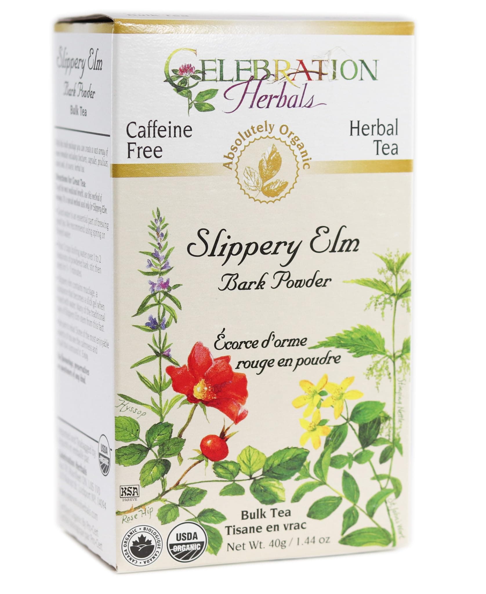 Celebration Herbals Slippery Elm Bark Powder Loose Pack Tea Caffeine Free, 40g