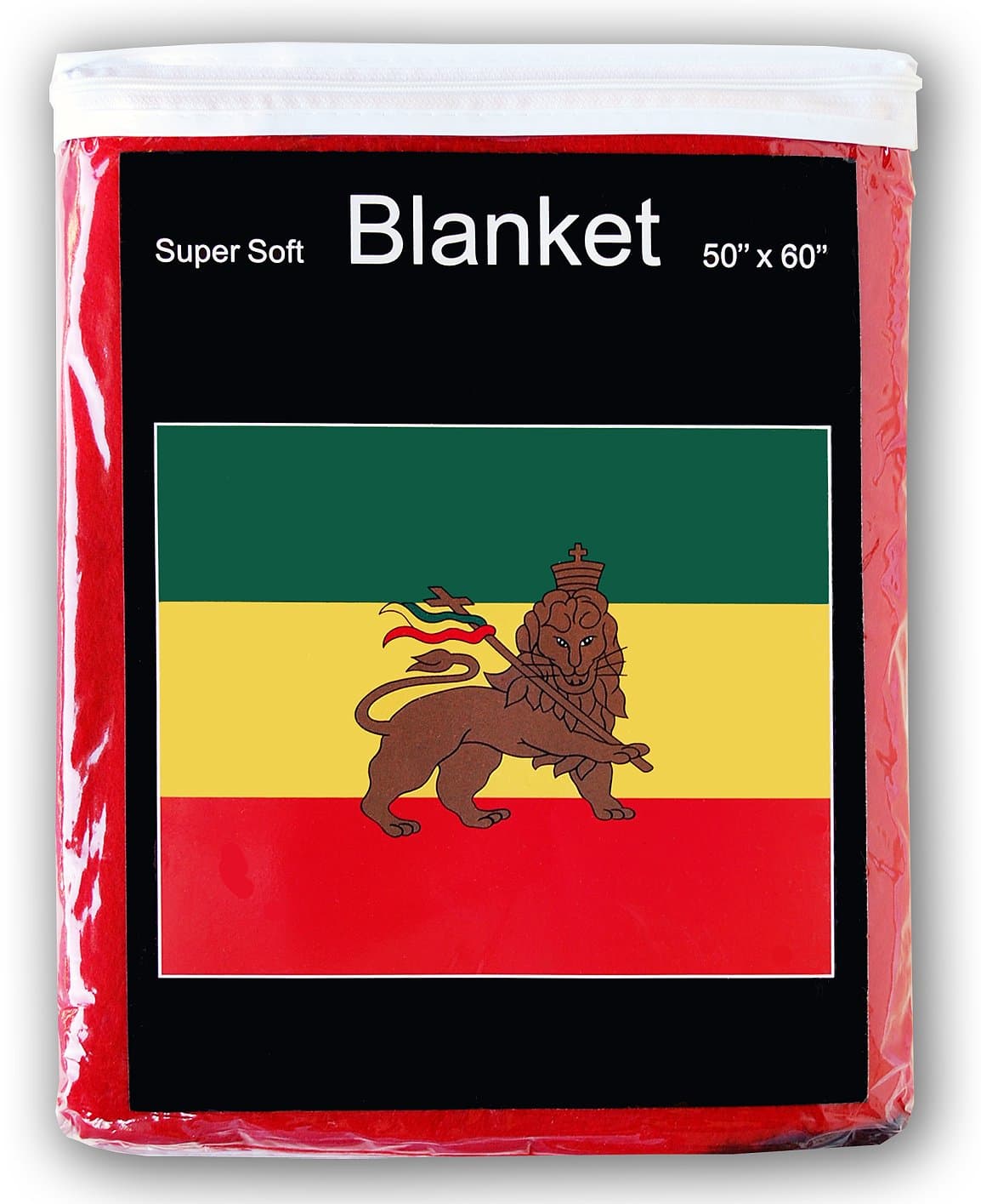 Ethiopian Flag Fleece Blanket 5 ft x 4.2 ft. Throw Cover Flag of Ethiopia Lion of Judah Haile Selassie Rastafari