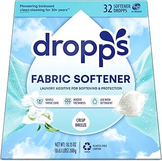 Dropps Fabric Softener | Clean & Crisp, 32 Pods | For Softness & Long-Lasting Fragrance | Low-Waste Packaging | Works In All Machines + HE | Powered by Natural Mineral-Based Ingredients