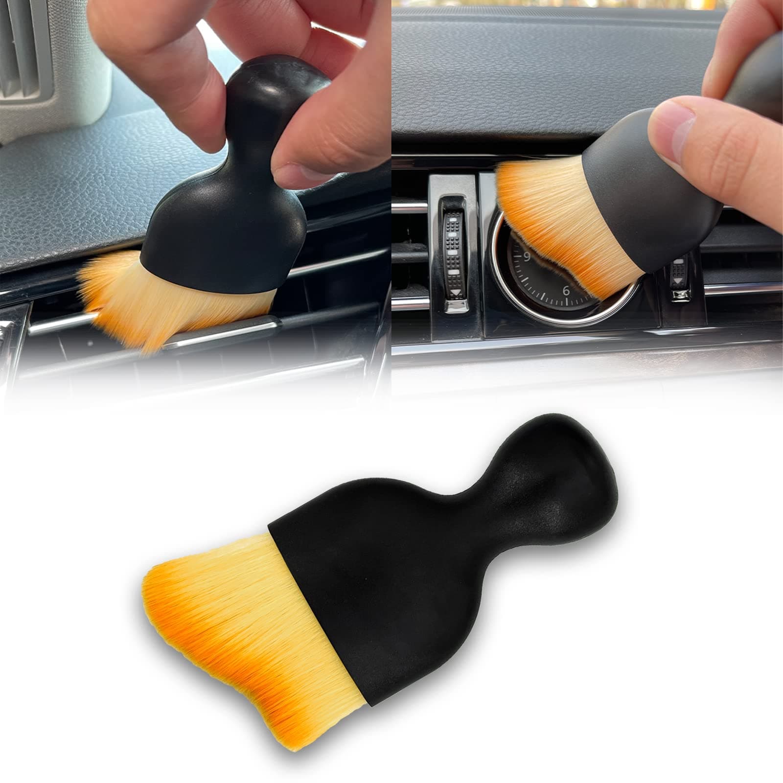 Car Interior Detailing Brush, Ultra Soft Non-Scratch Dust Brush, Car Interior Cleaning Tool for Cleaning Panels, Air Vent, Leather (Yellow)