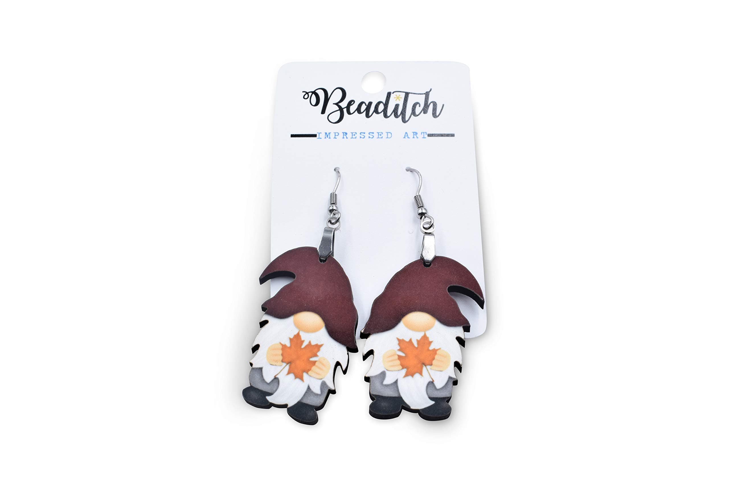 Autumn Gnome Earrings - Fall Leaf Earrings