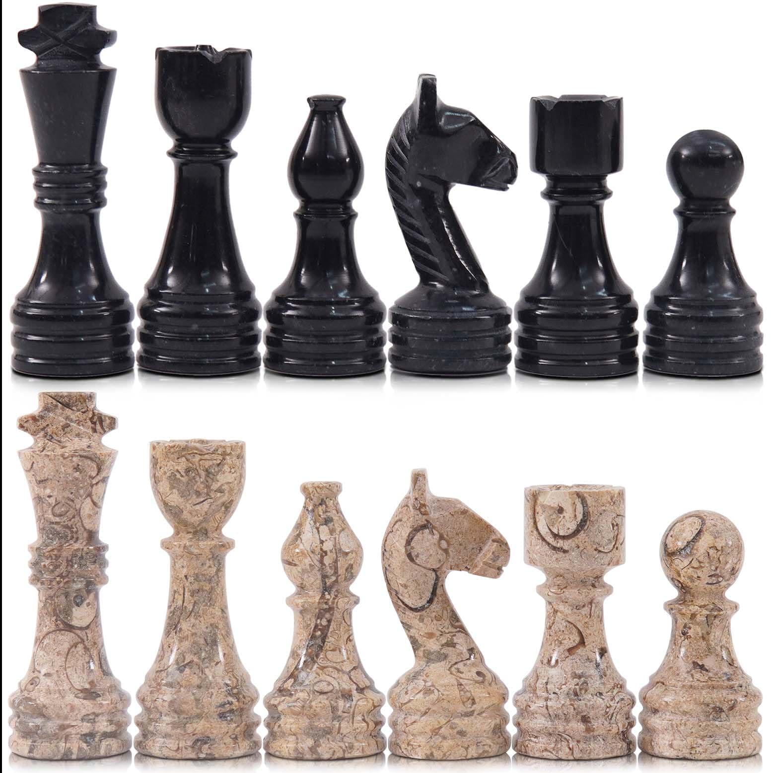 CHESS FIGURES (BLACK & CORAL)