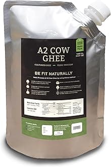 LeOrganics A2 Cow Ghee 1000 ml Refill Pouch Pack | 5000 year old Vedic Bilona Method | Curd - Churned l 5 Step Vedic Process | Malai Madu Cow - Pure Indian breed | Free Grazing Cows | GMO FREE | | Lab Certified l Hygenic condition and International packaging