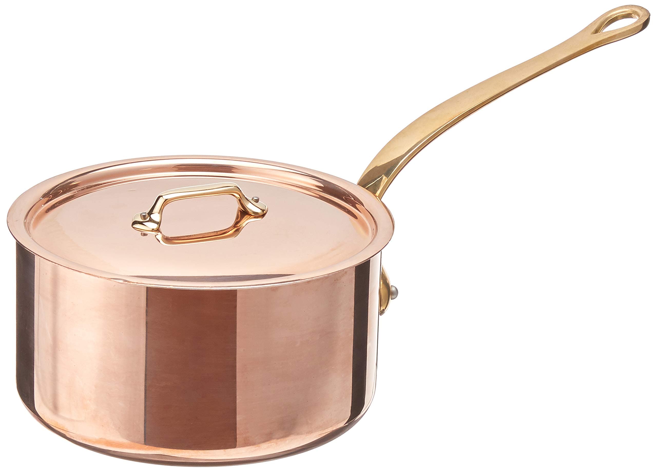 Mauviel M'Heritage 250B 2.5 mm 3.6 quart 20 cm Copper Saucepan & Lid, Bronze Handle