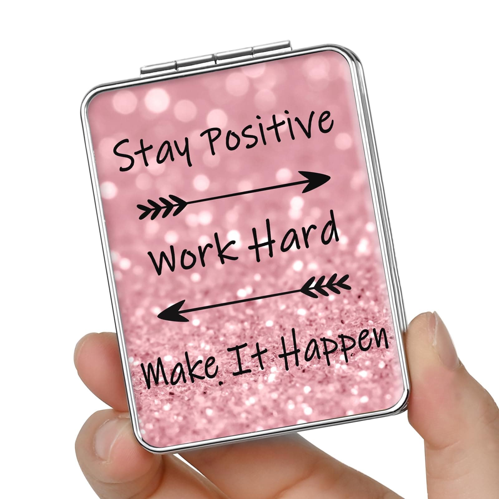 Pocket Mirror, Small Travel Mirror with Magnification, Portable Double-Sided Magnifying Cosmetic Mirror for Daily (Positive)