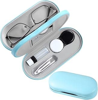 AITIME 2 in 1 Double Sided Portable Contact Lens and Eyeglasses Case - Marbling, Multifunction, Durable, Compact, Portable Storage Kit