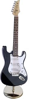 Broadway Gifts Black Electric Guitar Miniature Replica W/Case Musical Music Instrument Decor Gift