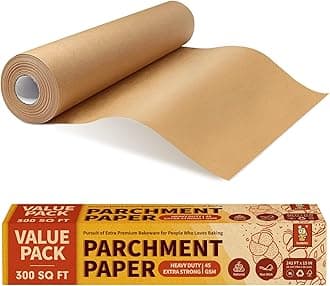 15in x 242ft, 300 Sq.Ft Unbleached Parchment Paper Roll for Baking, Parchment Baking Paper with Serrated Cutter, Non-stick Longer Parchment Roll for Cooking, Air Fryer, Steaming, Bread