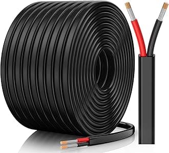 10 Gauge Wire, 10 AWG 2 Conductor Electrical Wire, Flexible/Oxygen-Free Tinned Copper/Stranded PVC 10/2 Cord for Automotive, Marine, LED Strips, Solar, RV, Lighting (50FT)
