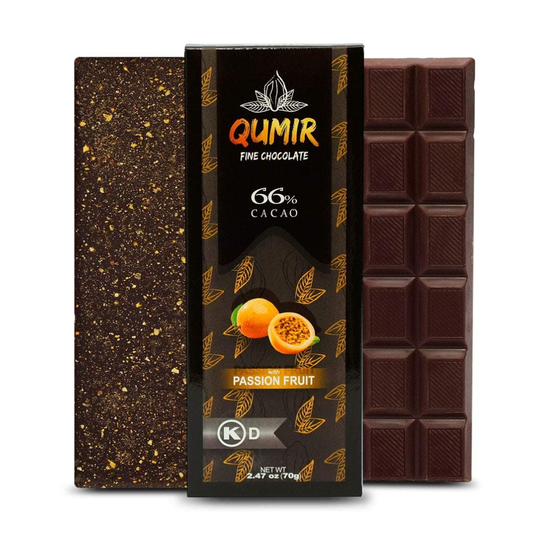 Dark Chocolate Bars by QUMIR | 12 PACK | with Passion Fruit | Amazonian Chocolate | Organic Ingredients, NO GMO, 2.67oz each