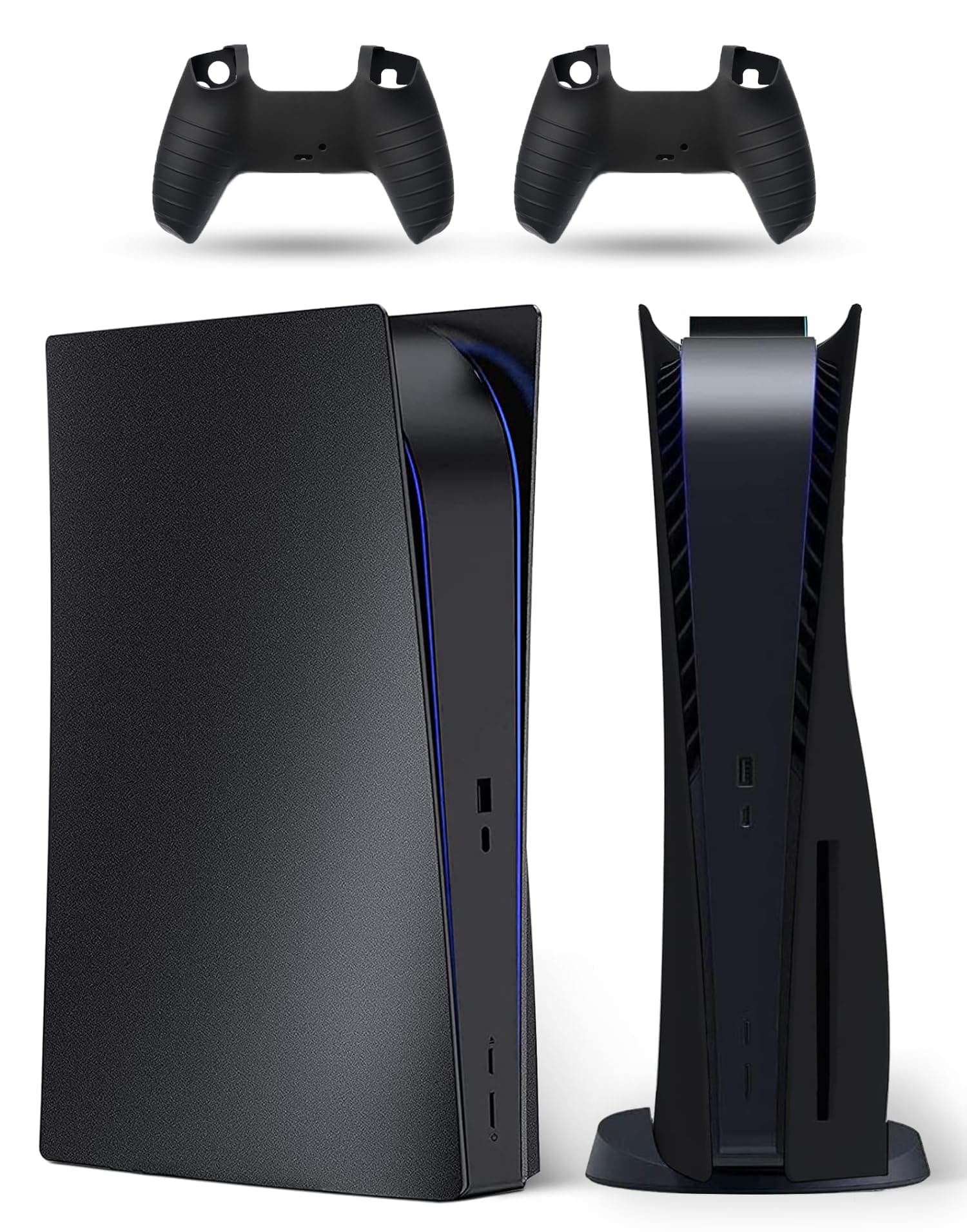 PEYANZ PS5 Console Cover, ABS Shell, Replacement Faceplate, Anti-Scratch Dustproof, with Extra 2pcs Free Controller Stickers (Disc Edition, Black)