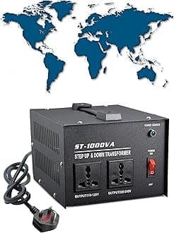 ST 1000W Voltage Converter Transformer 110V/120V/220V/240V Power Step Up/Down Transformer Converter, with Resettable Circuit Breaker Protection Universal Socket Household Compact