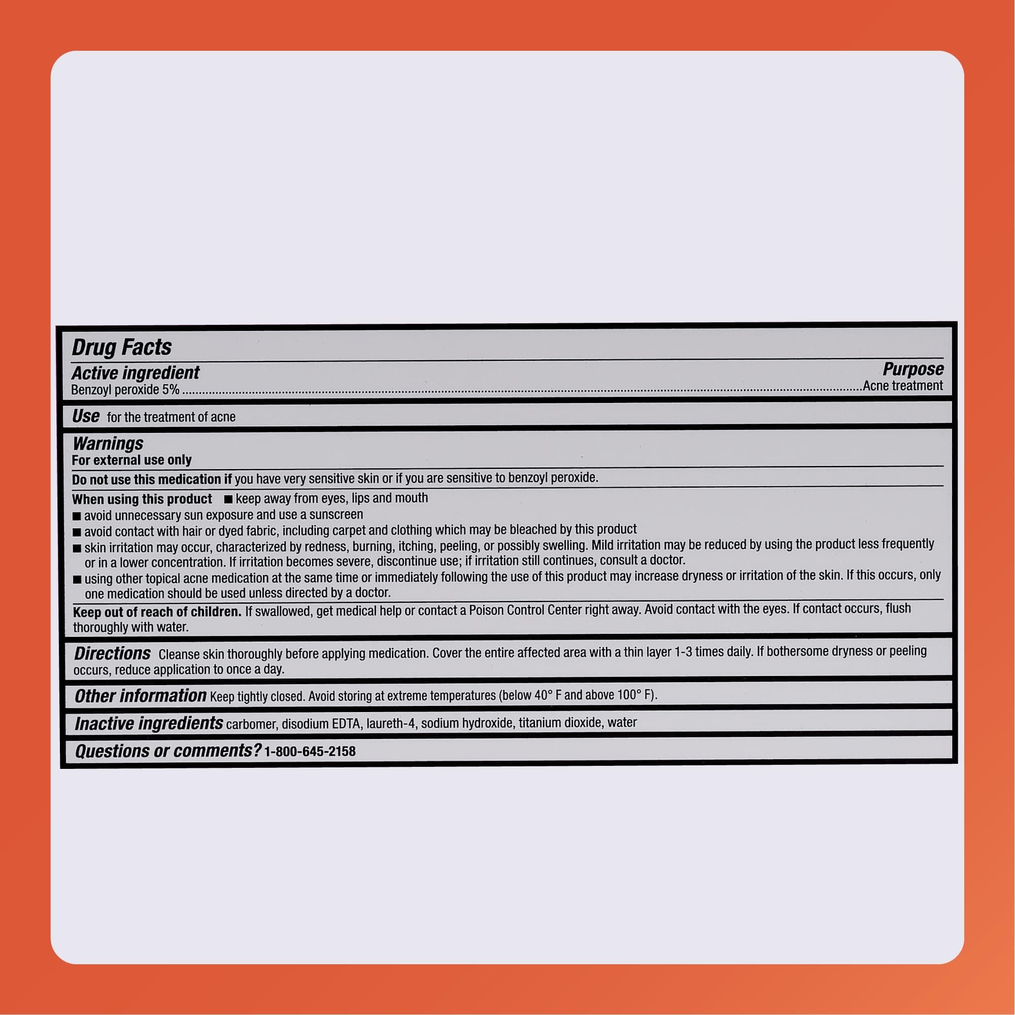 Oxy Benzoyl Peroxide 5% Generic for Balance Acne Medication Gel 1.5 oz 3 PACK