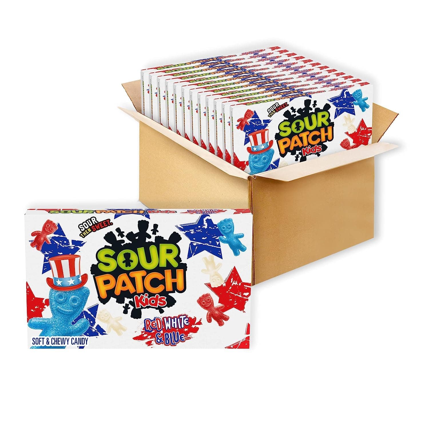 American Sweets - SOUR PATCH KIDS Red, White & Blue Soft & Chewy Candy - 3.08oz (87g) - Case of 12