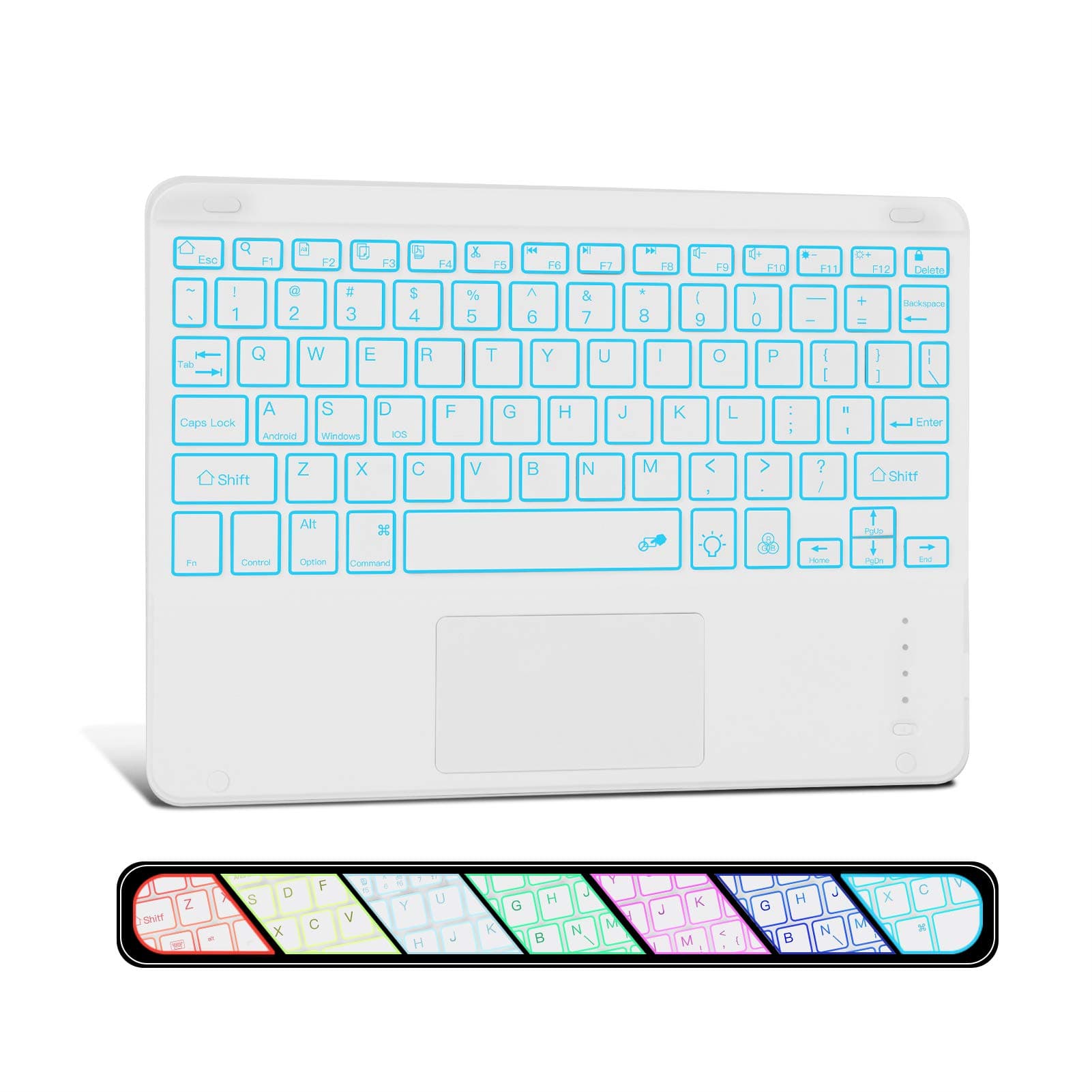 XIWMIX Ultra-Slim Wireless Bluetooth Keyboard - 7 Colors Backlit with Touchpad - Universal Rechargeable Keyboard for iPad Pro/iPad 10.2/iPad Air/Microsoft Surface and Other iOS Android Windows Devices
