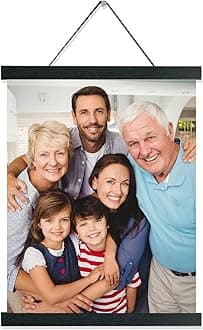 Custom Canvas Prints With Your Photos 12X16 Inch,Personalized Pictures to Canvas for Lovers Family Kids Pet,With DIY Magnetic Poster Hanger Frame Wood Black Color