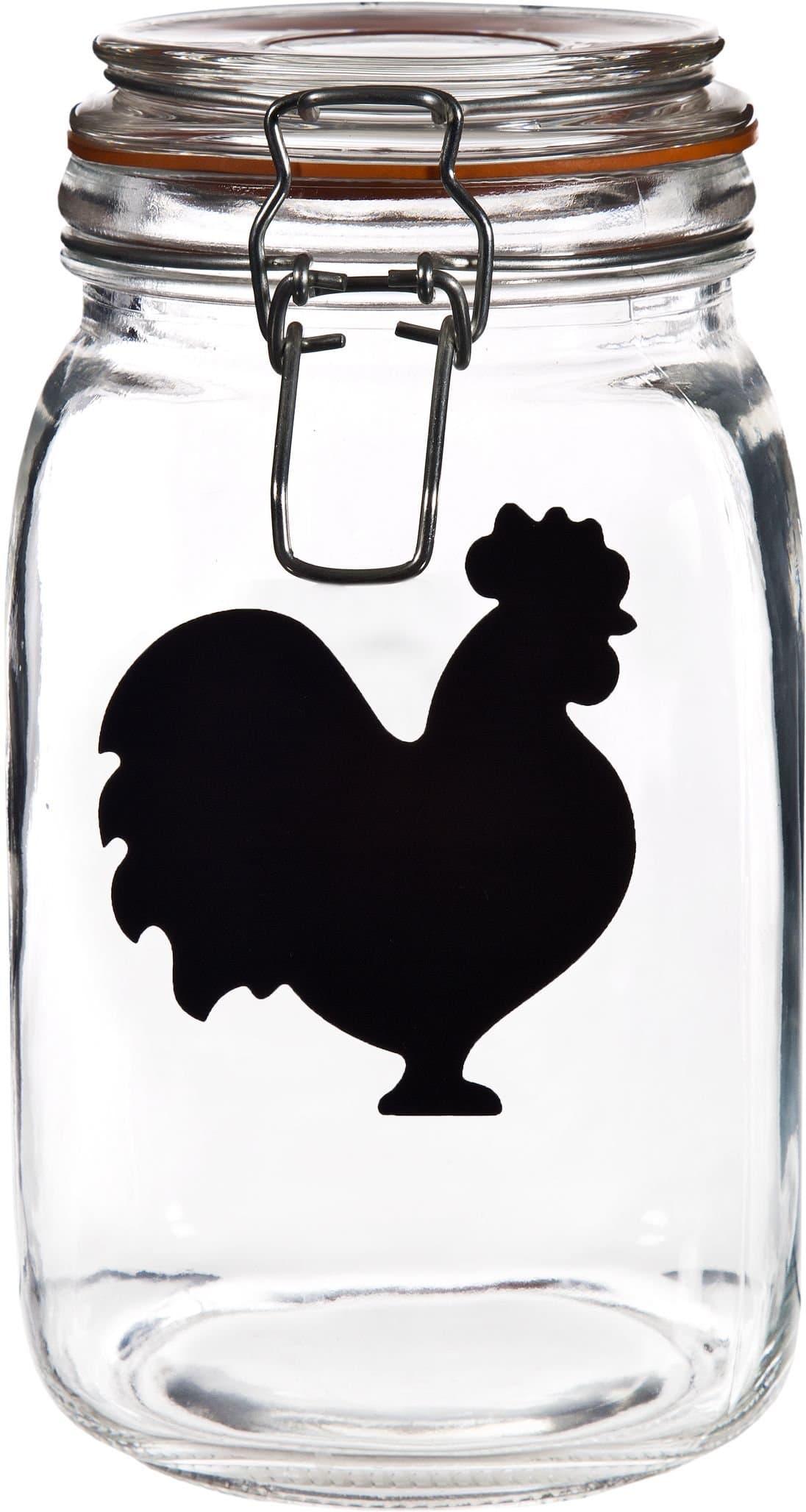 Clear Glass 53-oz Chalkboard Canister Jar with with Locking Clamp Lid 8-inch High