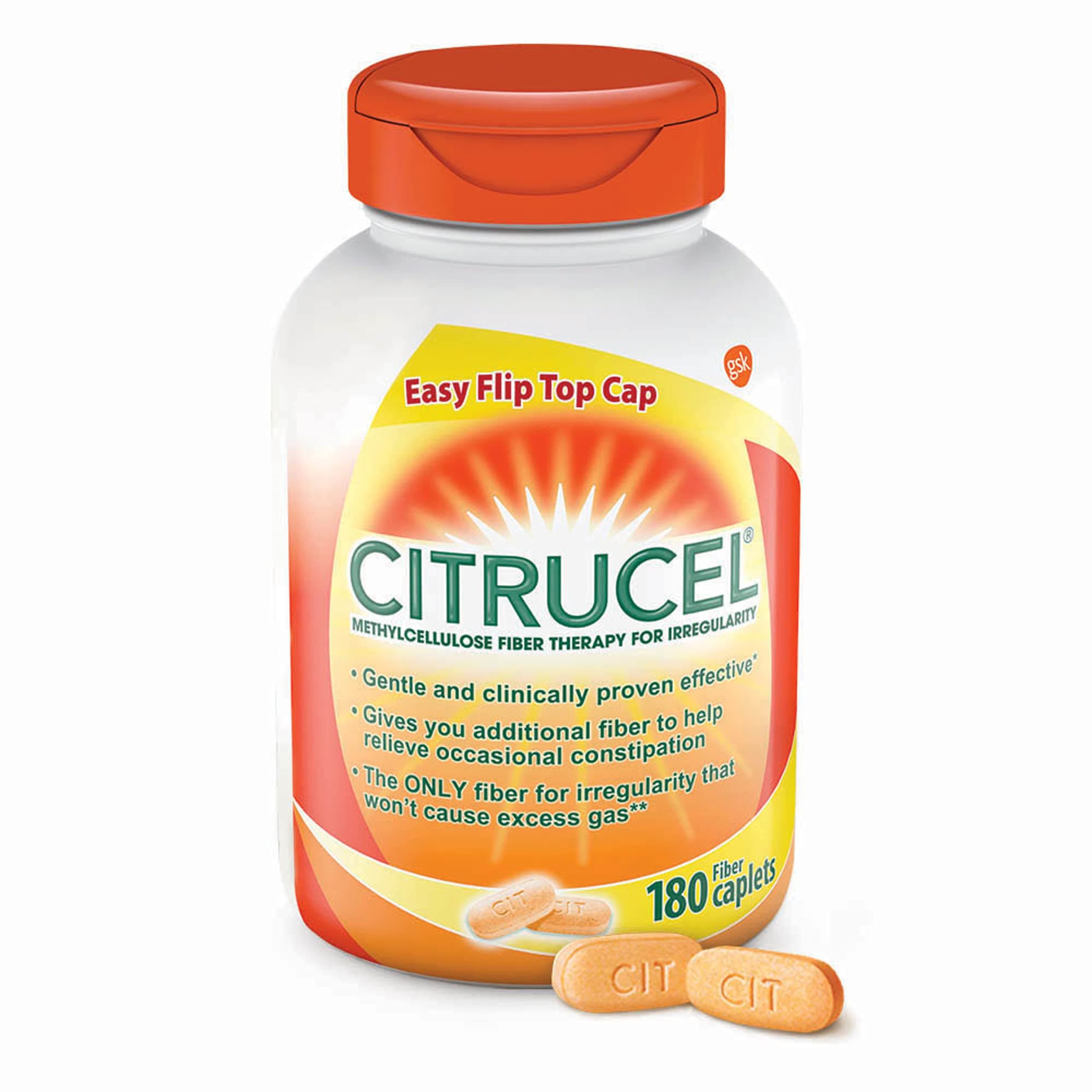 CITRUCEL Fiber Therapy Caplets for Irregularity, Easy to Swallow Methylcellulose, 180 Count