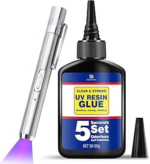 UV Resin Kit with Light, 60g UV Glue for Bonding & Curing in Seconds - Professional UV Flashlight for Jewelry UV Glue Adhesive, Plastic Welding & Glass/Acrylic Repair - Strong Bonding Craft Resin Set
