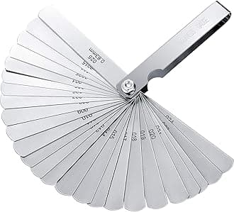 Stainless Steel Feeler Gauge Dual Marked Metric and Imperial Gap Measuring Tool (0.04-0.63 mm, 26 Blades)