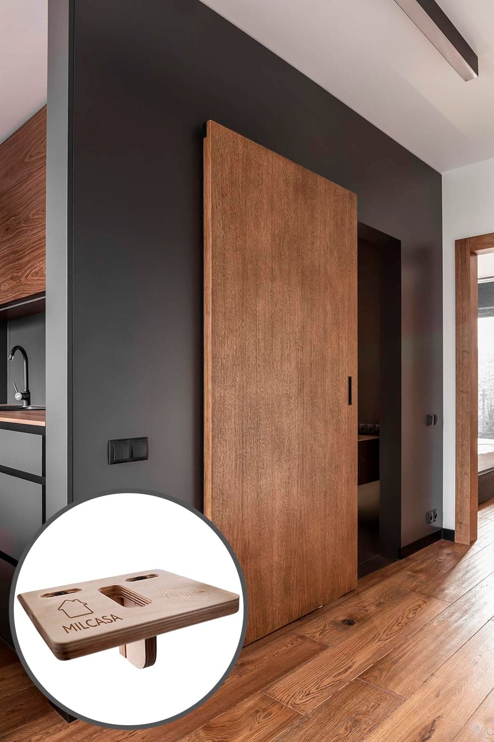 Magic 2 (1800) – Wall Mount Concealed Sliding System for Wood Doors (Door is NOT Included) - Completely Concealed Hardware and Track. Made in Italy. Free Template Included.