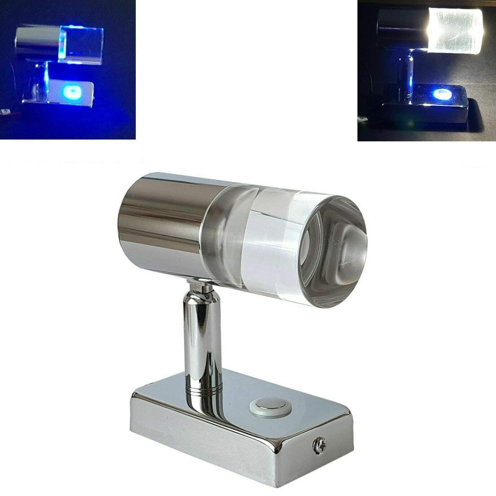 MARVIX LED Reading Light 12V 24V Spotlight 1W Lamp With Blue Night Light Touch Switch For Caravan, Motorhome, Campervan & Boat