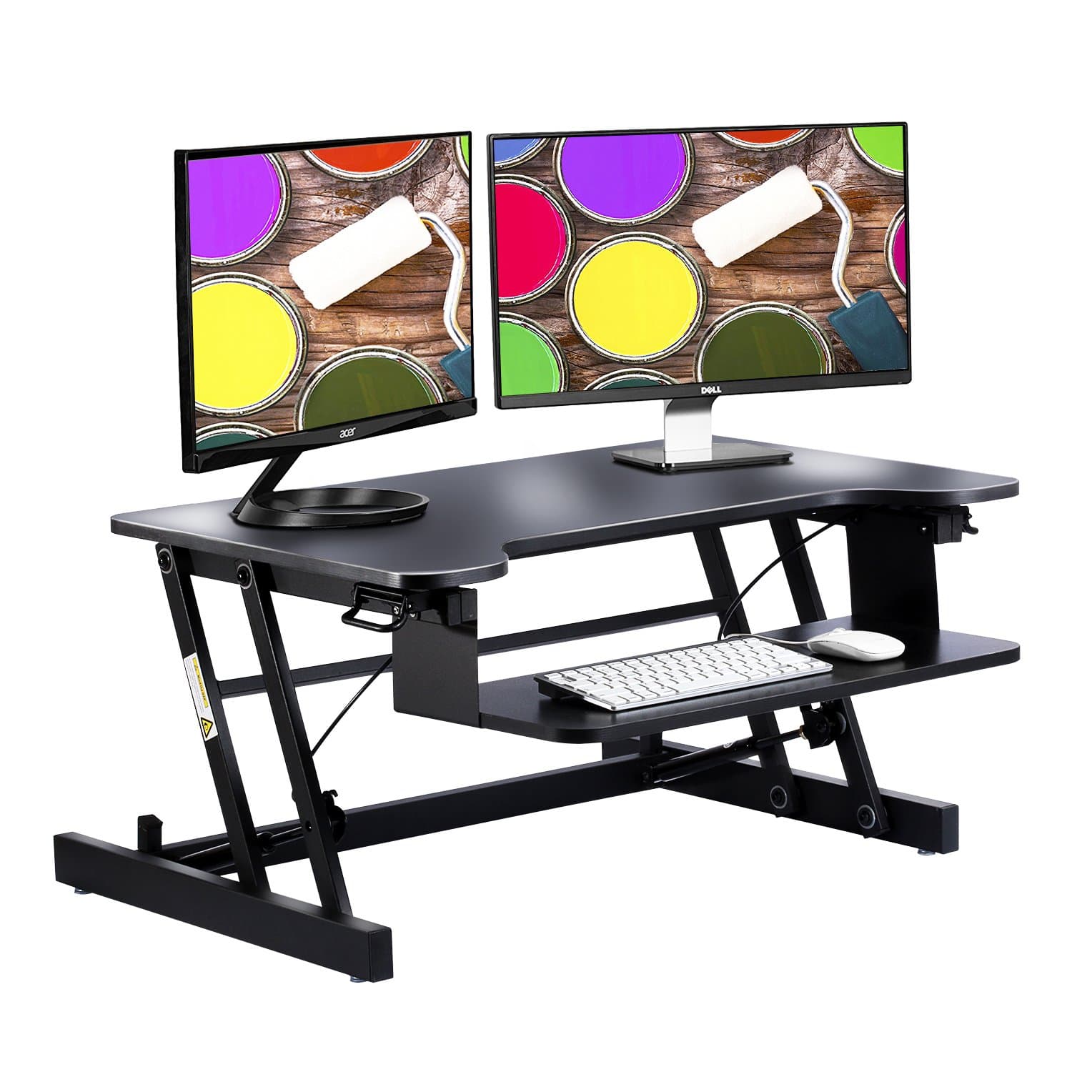 NIUKU Height Adjustable Standing Desk, Sit Stand Desk Riser (32" Computer Workstation-Black)