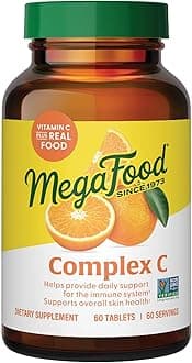 MegaFood Complex C - Immune Support - A Daily Dose of Vitamin C Delivered With Real Food - Vegan - Non-GMO - Gluten Free, Made Without 9 Food Allergens - 60 Tabs