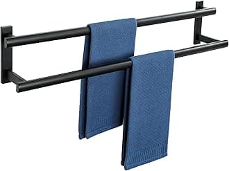 SAYAYO Double Towel Bar for Bathroom, 31.5 Inch Matte Black Bath Towel Rack Towel Holder Wall Mounted, SUS304 Stainless Steel
