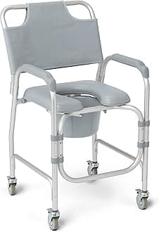 Padded Aluminum Shower Chair & Commode w/casters