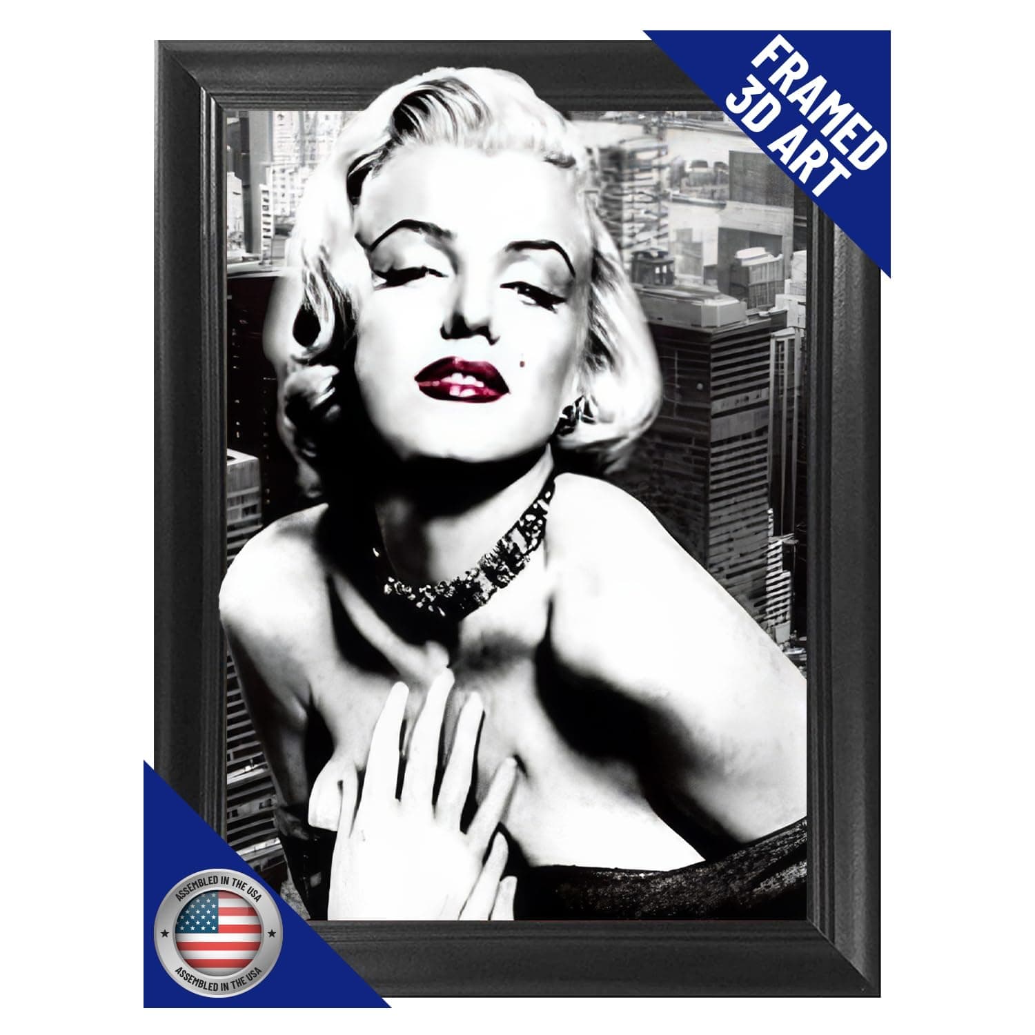 Marilyn Monroe New York 3D Poster Wall Art Decor Framed Print | 14.5x18.5 | Lenticular Posters & Pictures | Memorabilia Gifts for Guys & Girls Bedroom | Celebrity Vintage Room Picture & Decorations