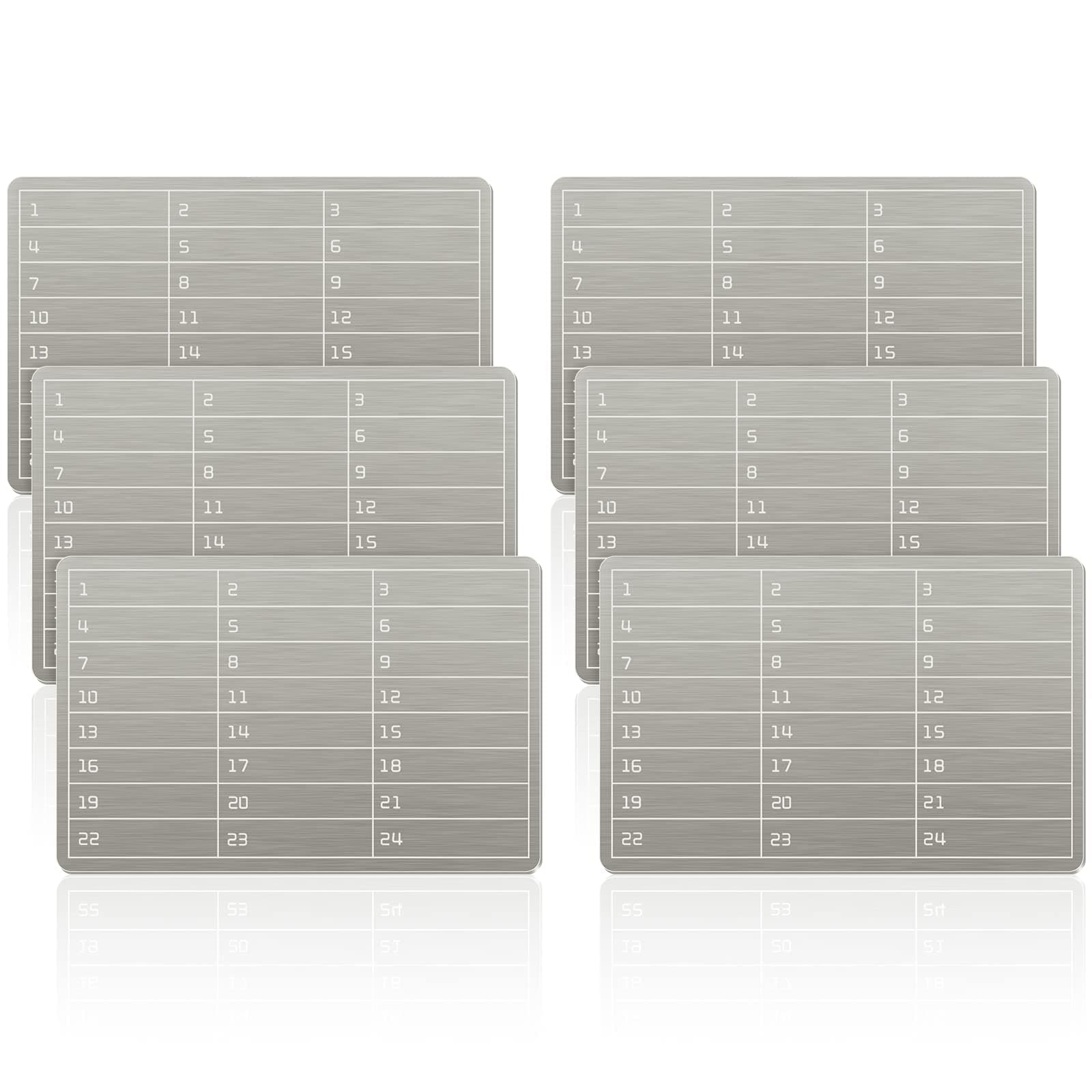 Passphrase Stamp Plate Stainless Steel Cold Storage 1-24 Word Recovery Steel Crypto Wallets Waterproof Fireproof Cryptocurrency Metal Wallet Without Holes Small Bitcoin, 6 Pieces