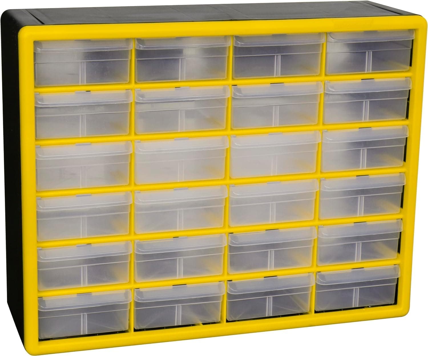 10124 24 Drawer Plastic Parts Storage Hardware and Craft Cabinet, 20-Inch W x 6-Inch D x 16-Inch H, Yellow
