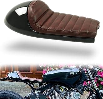 0393 Hump Motorcycle Retro Cafe Racer Seat for Honda Yamaha Suzuki Kawasaki Black Brown（gloss black finish, subframe modification is required）
