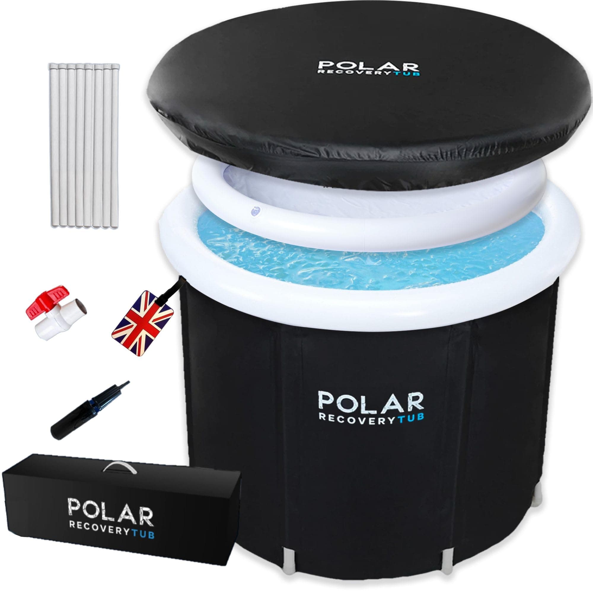 Polar Recovery Tub / 370L Portable Ice Bath for Cold Water Therapy Training/an Ice Bathtub for Athletes - Adult Spa for Ice Baths and Soaking - Outdoor Cold Plunge Tub (Black)