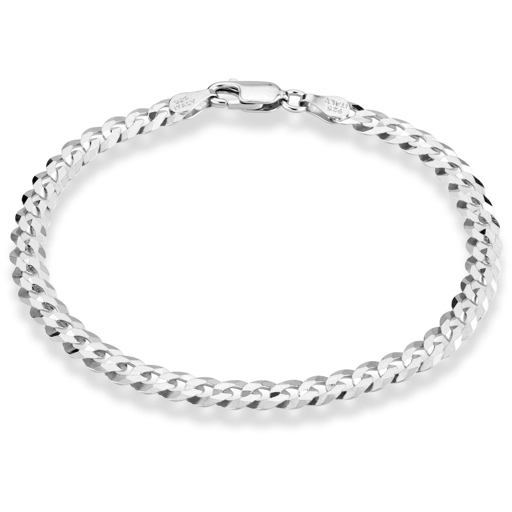 Miabella 925 Sterling Silver Italian 5mm Solid Diamond-Cut Cuban Link Curb Chain Bracelet for Men Women, 6.5, 7, 8, 9 Inch (7)