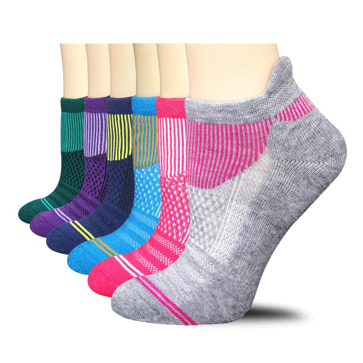 FUNDENCY6 Pack Women Ankle Athletic Socks Low Cut Breathable Running Tab Socks with Cushion Sole