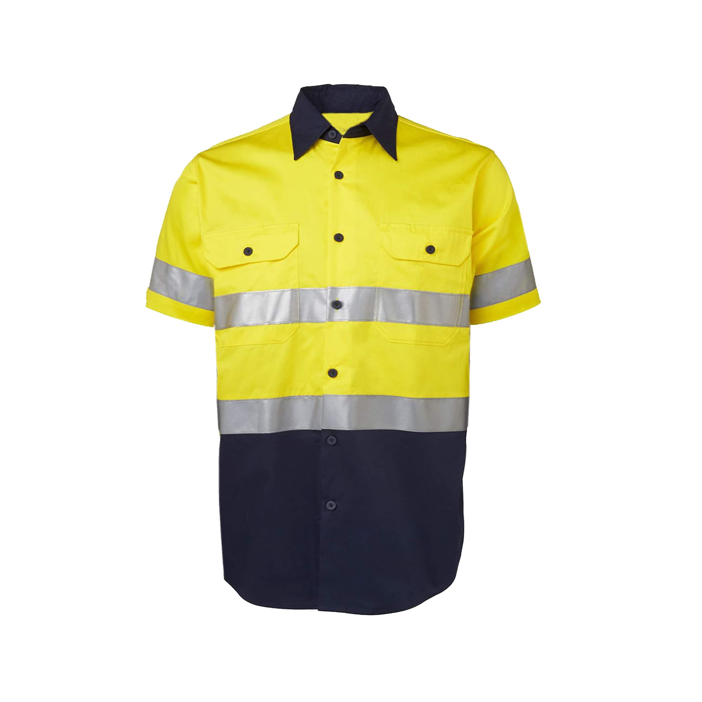 LANTERN FISH High Visibility Shirts Class 3 Reflective Men's Hi Vis Safety Cotton Shirt Lightweight for Construction Work