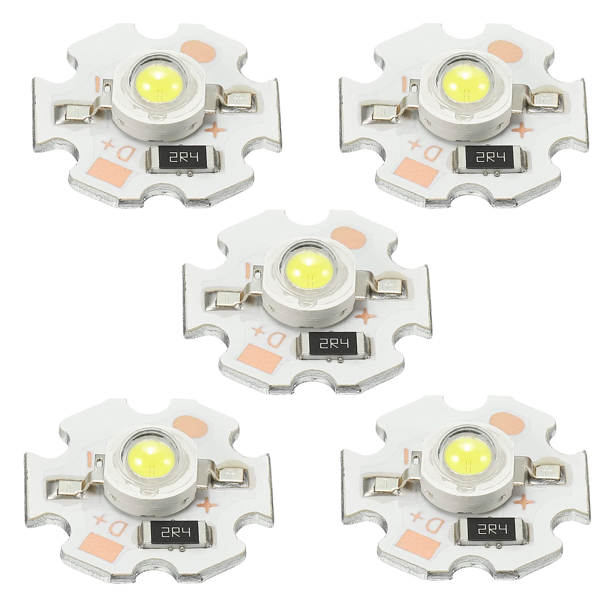COB LED Light Chip Bead 3W 280lm 6000-6500K 20mm 5VDC Energy Saving Bulb for Spotlight Floodlight Replacement White 5Pcs