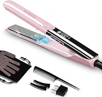 500 Degree High Temp Professional Hair Straightener，30s Fast Heating Ceramic Flat Iron ，2 in 1 Hair Straightener and Curler，Plasma Flat Iron Get Frizz-Free and Shiny(Pink)
