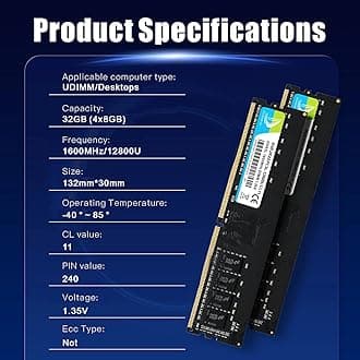 D DUOMEIQI 32GB(4X 8GB) DDR3L/DDR3 1600MHz Desktop RAM 32GB PC3L-12800U DIMM RAM PC3 12800 CL11 1.35V/1.5V DDR3-1600 2RX8 240-Pin Unbuffered Non-ECC Upgrade Module Ram Desktop Memory RAM