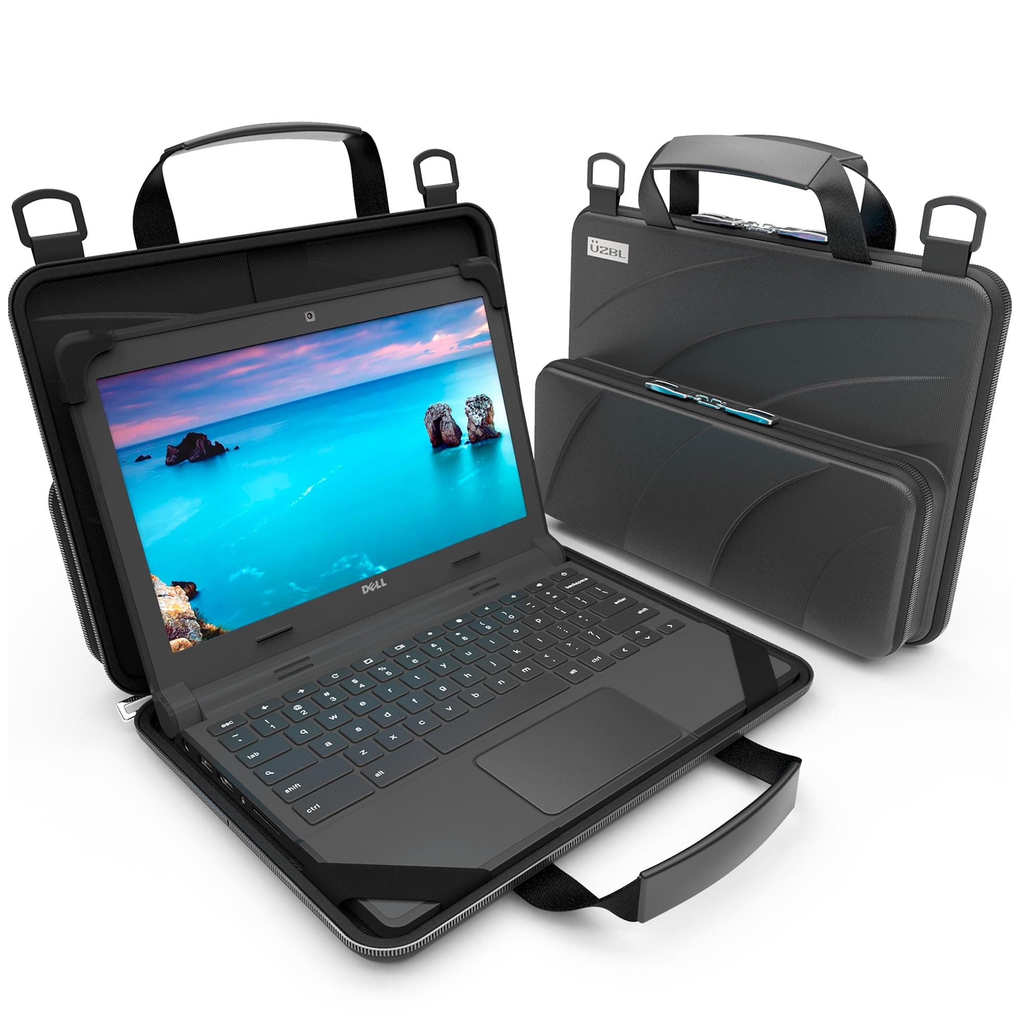 - 11-11.6 Inch Always-on Chromebook Protective Hard Case with Accessory Pouch and Adjustable Shoulder Strap