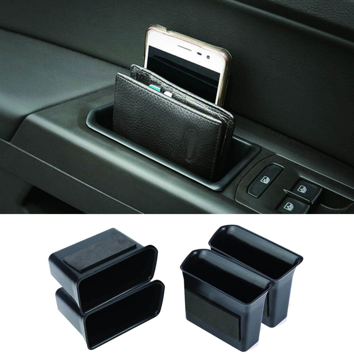 4PK Armrest Container Door Storage Organizer Box Tray Handle for VW Volkswagen Atlas 2018 2019 (2 Front & 2 Rear)