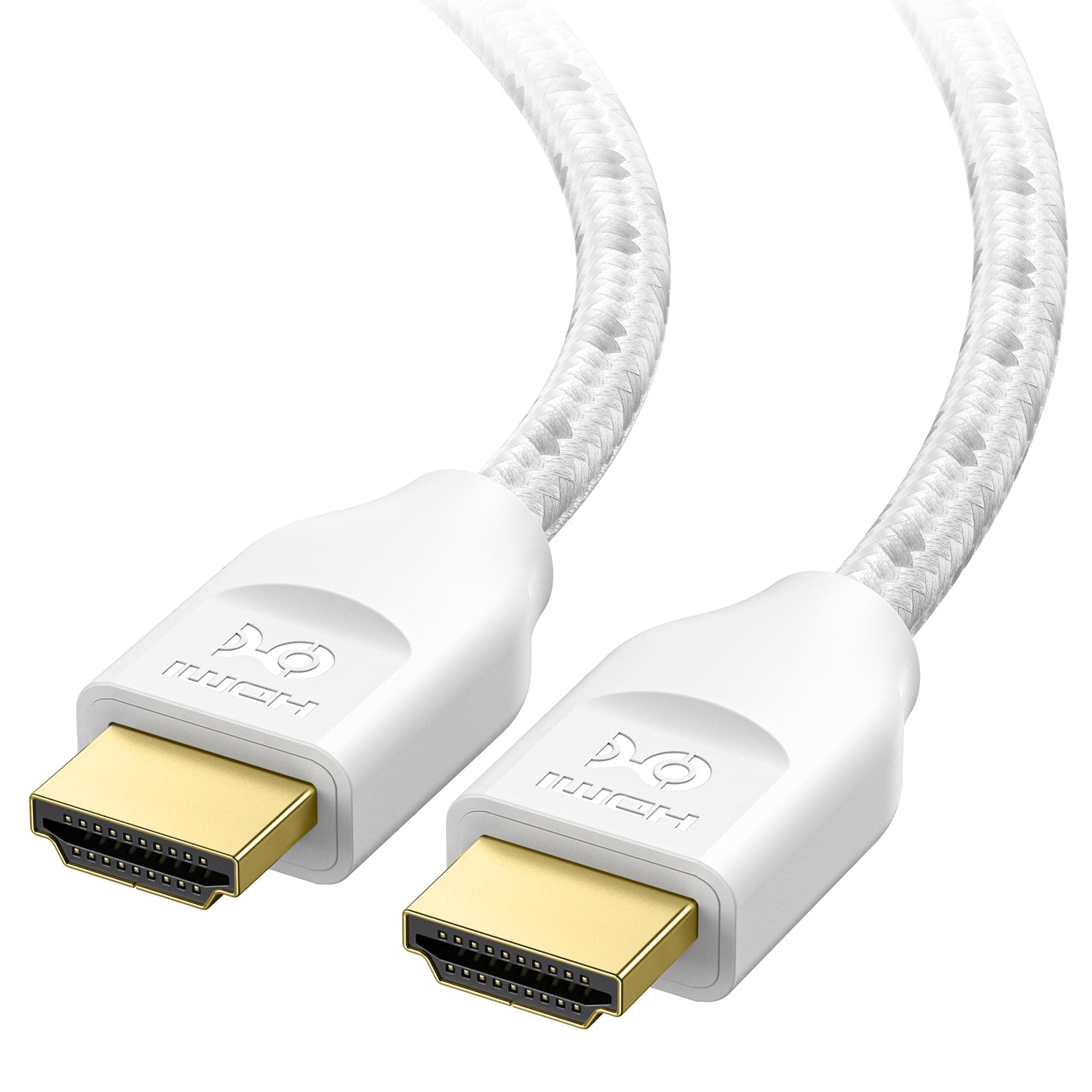Cable Matters [Ultra High Speed HDMI Certified] Braided 48Gbps 8K HDMI Cable 6.6 ft / 2m with 8K@60Hz, 4K@240Hz and HDR Support for PS5, Xbox Series X/S, RTX3080 / 3090, Apple TV and More in White