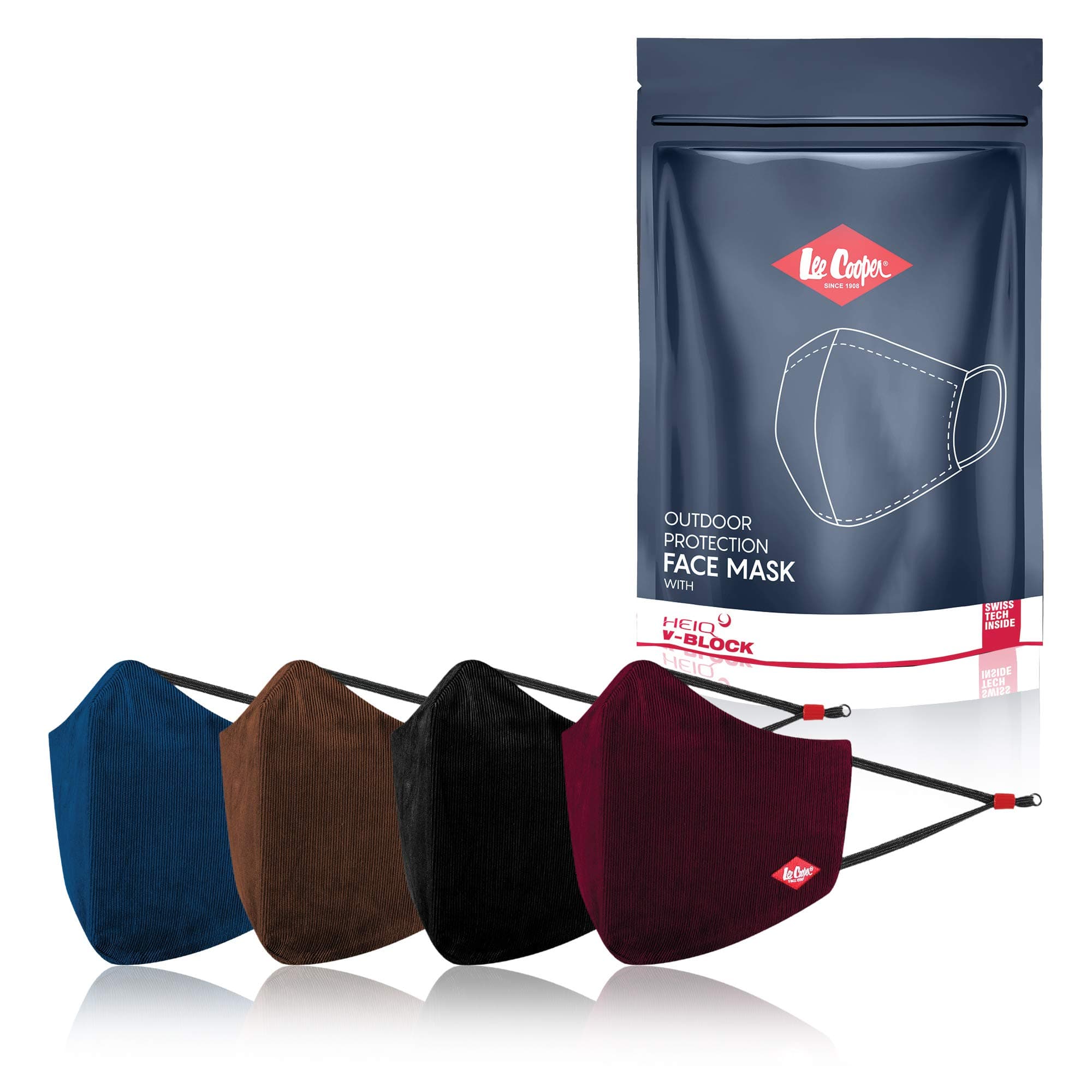 Lee Cooper Lightweight Multi-Layer Corduroy Face Mask For Outdoor Protection, Super Breathable & Reusable Cloth