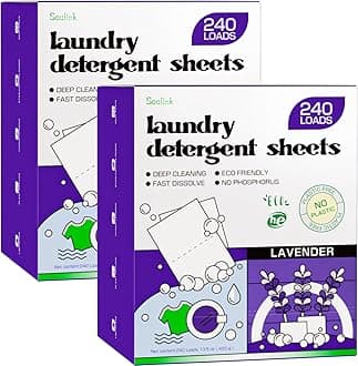 Soulink Laundry Detergent Sheets, 480 Loads (2 Pack), Eco-Friendly, Plant-Based, Hypoallergenic, No Plastic Jug, Lavender Scent