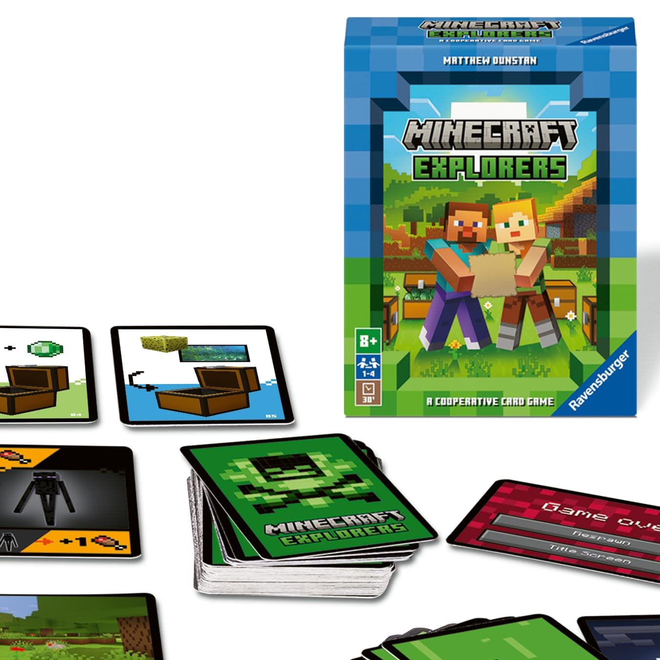 21580 Minecraft Explorers - Cooperative Card Game for 1-4 People from 8 Years [Blue, Green, Grey, Silver, White]